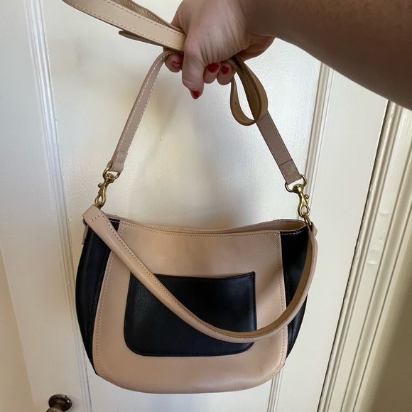 J. Crew Handbags - J. Crew Beige and Black Leather Crossbody Purse
